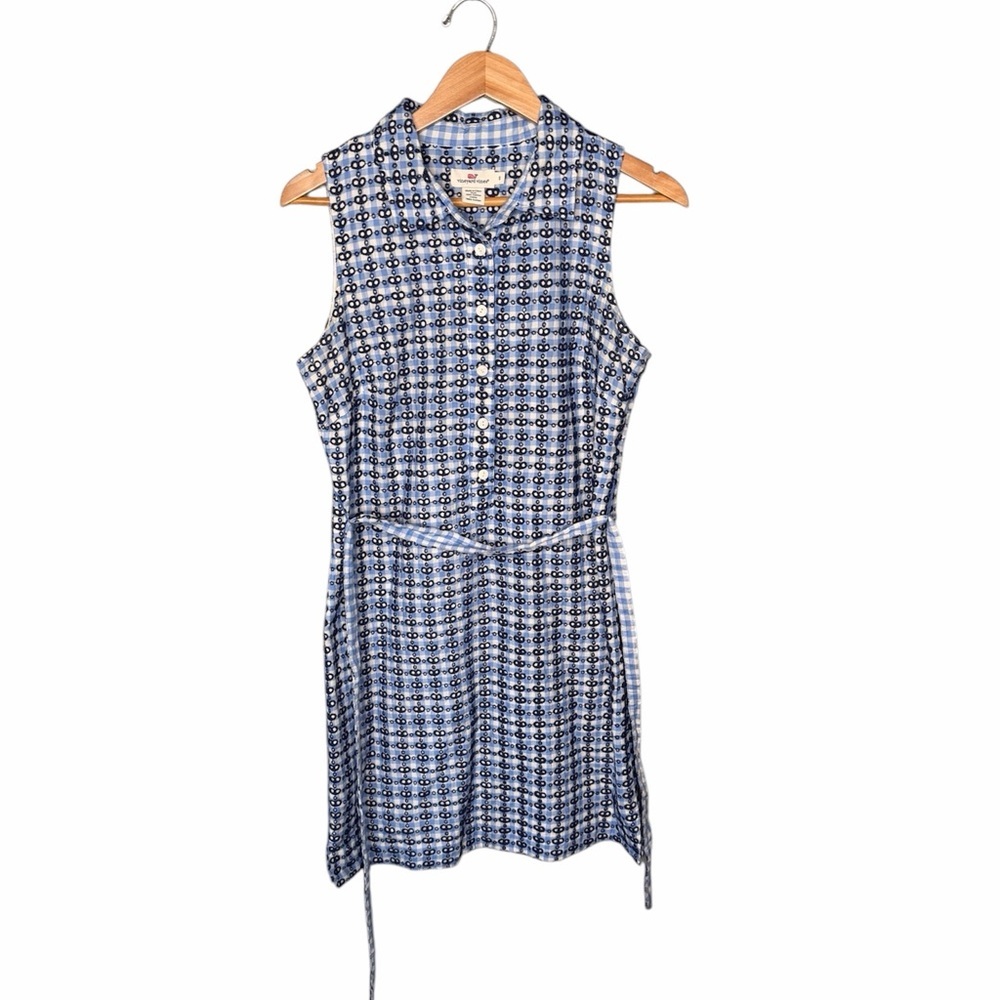 Vineyard Vines Eyelet Gingham Belted Mini Dress - Picture 2 of 11